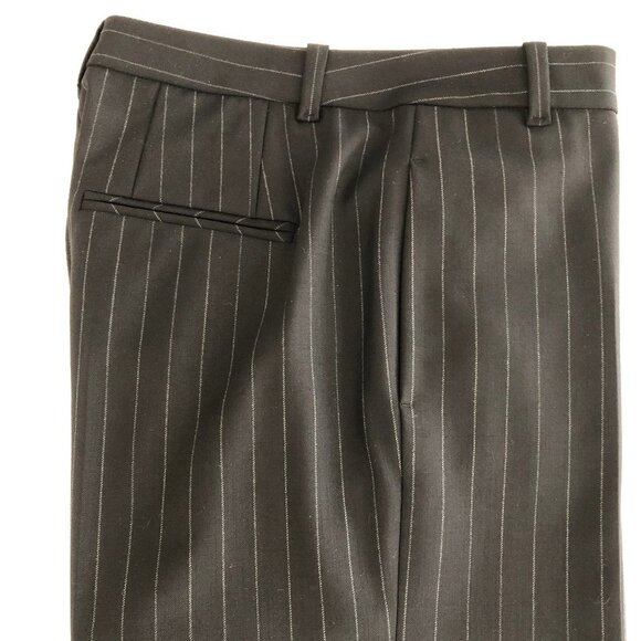 Marc Cain Wide Leg Wool+Poly Lined Cuffed Pinstripe Pants Blk & Gry Sz N4 (US10) - Picture 6 of 12